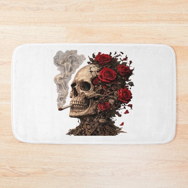 Item preview, Smoking Skull and Red Roses Gothic Artwork designed and sold by smartprintuk.