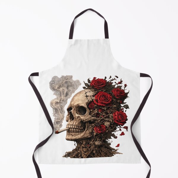 Item preview, Smoking Skull and Red Roses Gothic Artwork designed and sold by smartprintuk.