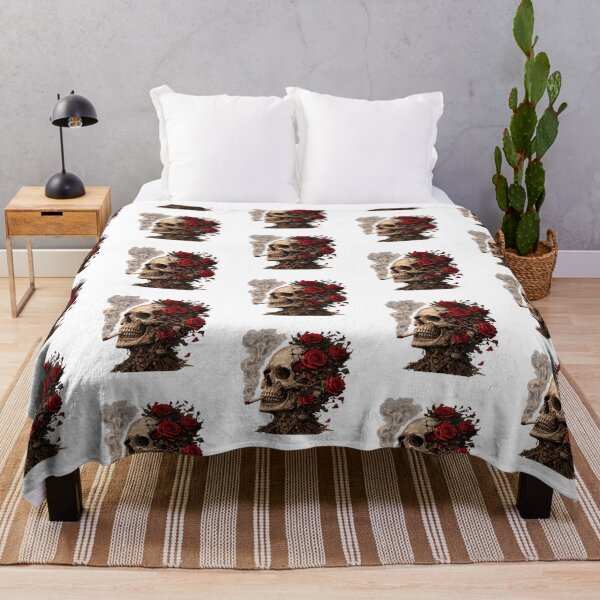 Item preview, Smoking Skull and Red Roses Gothic Artwork designed and sold by smartprintuk.