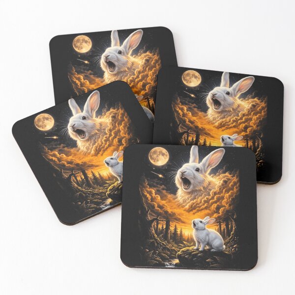 Item preview, Mystic Rabbit Howling At Moon Forest Art designed and sold by d247.