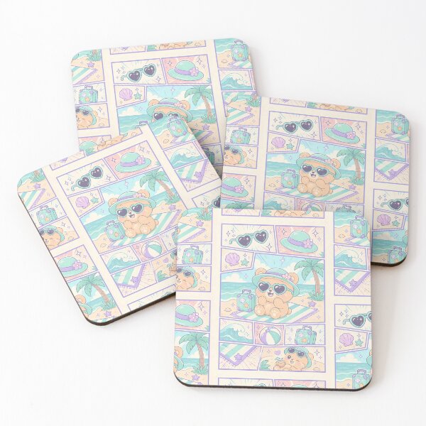 Item preview, Kawaii Bear Beach Vacation Comic Panel designed and sold by Gift Phrase Studio.