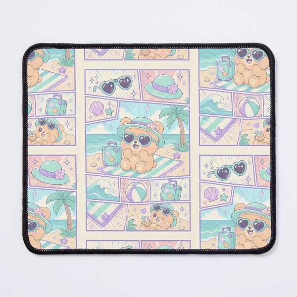 Item preview, Kawaii Bear Beach Vacation Comic Panel designed and sold by Gift Phrase Studio.