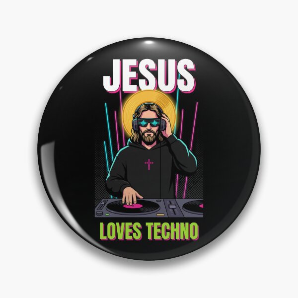 Item preview, Jesus Loves Techno DJ Rave EDM Festival designed and sold by SPAZE-Typo.