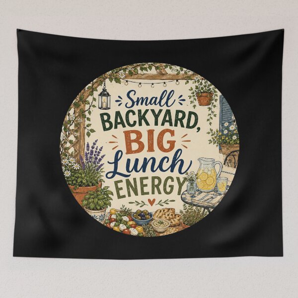 Item preview, Small Backyard Big Lunch Energy Outdoor Dining Vibes designed and sold by Maljonic.