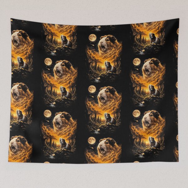 Item preview, Fantasy Guinea Pig Howling At Moon Forest designed and sold by d247.