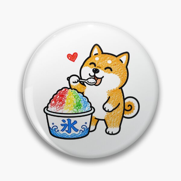 Item preview, Happy Shiba Inu Eating Rainbow Shaved Ice Japanese Kakigori Kawaii Summer Illustration designed and sold by Tiny Paw by jojojo Studio.