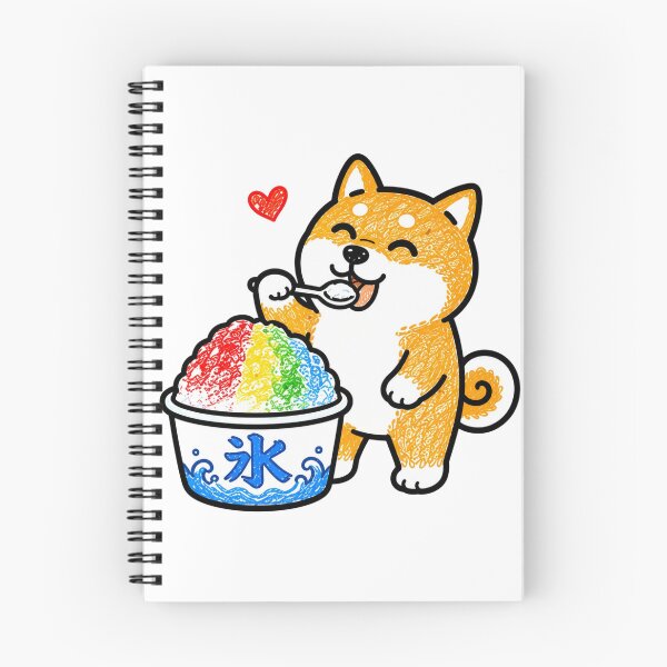 Item preview, Happy Shiba Inu Eating Rainbow Shaved Ice Japanese Kakigori Kawaii Summer Illustration designed and sold by Tiny Paw by jojojo Studio.