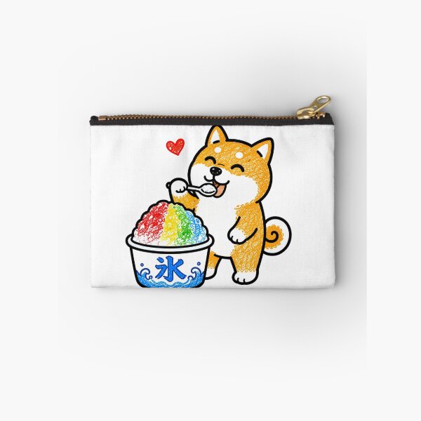 Item preview, Happy Shiba Inu Eating Rainbow Shaved Ice Japanese Kakigori Kawaii Summer Illustration designed and sold by Tiny Paw by jojojo Studio.