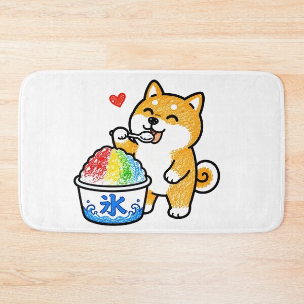 Item preview, Happy Shiba Inu Eating Rainbow Shaved Ice Japanese Kakigori Kawaii Summer Illustration designed and sold by Tiny Paw by jojojo Studio.