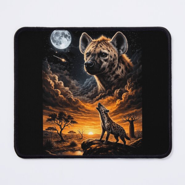 Item preview, Spotted Hyena Howling At Moon Sunset Wildlife designed and sold by d247.