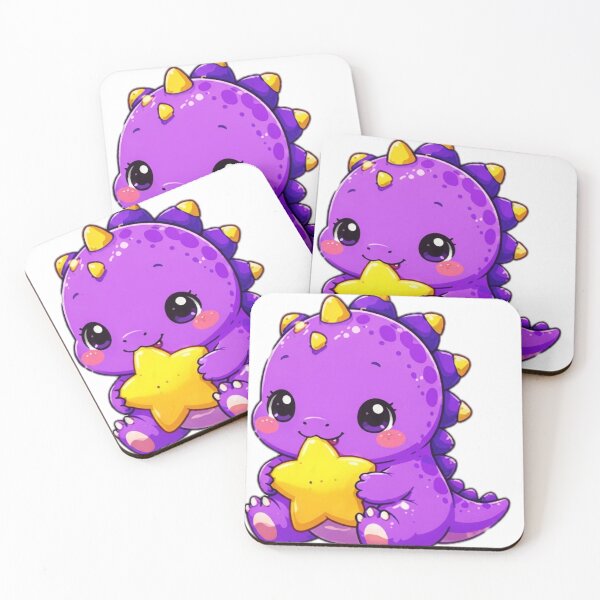 Item preview, Cute Purple Kawaii Dinosaur Holding Star Sticker designed and sold by DailyDoodlesBySumbul.