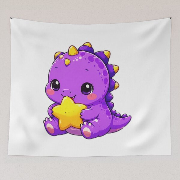 Item preview, Cute Purple Kawaii Dinosaur Holding Star Sticker designed and sold by DailyDoodlesBySumbul.
