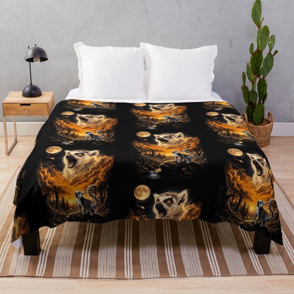 Item preview, Vibrant Lemur Howling At Moon Night Forest Art designed and sold by d247.