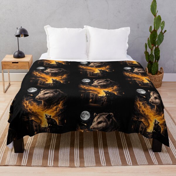Item preview, Dramatic Opossum Howling At Moon Alley Urban Night designed and sold by d247.