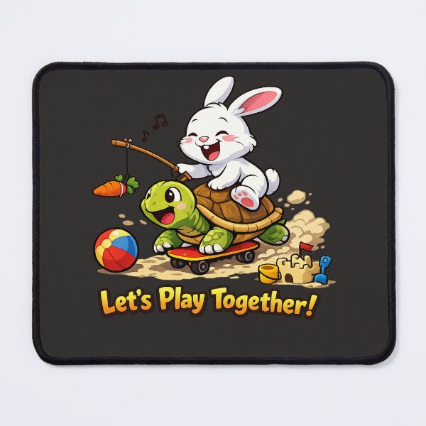 Item preview, Funny Bunny and Tortoise Playing Together – Cute Animal Friendship Design designed and sold by EdgeSphere.
