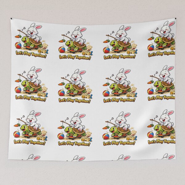 Item preview, Funny Bunny and Tortoise Playing Together – Cute Animal Friendship Design designed and sold by EdgeSphere.
