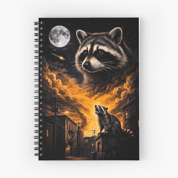 Item preview, Raccoon Howling At Moon Urban Night Sky Animal Art designed and sold by d247.