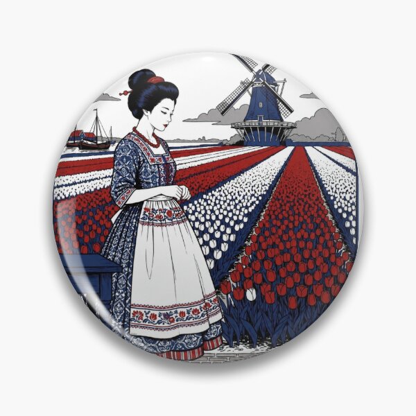 Item preview, Japanese Beauty Among Dutch Tulips & Windmills | Ayairo Collection No.025 designed and sold by AYAIRO.