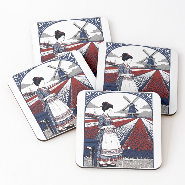 Item preview, Japanese Beauty Among Dutch Tulips & Windmills | Ayairo Collection No.025 designed and sold by AYAIRO.