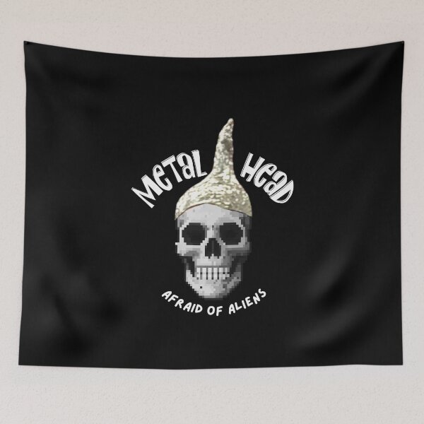 Item preview, Metal Head Afraid of Aliens | Funny Conspiracy Skull | Light Ink Edition designed and sold by SunandShade.