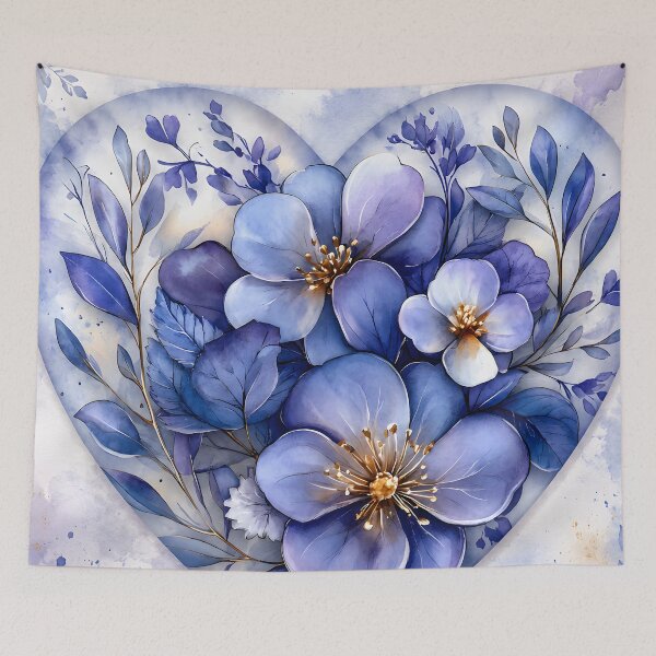 Item preview, Hearts 10 - Watercolor Blue Floral Heart Art designed and sold by NikaNavi.