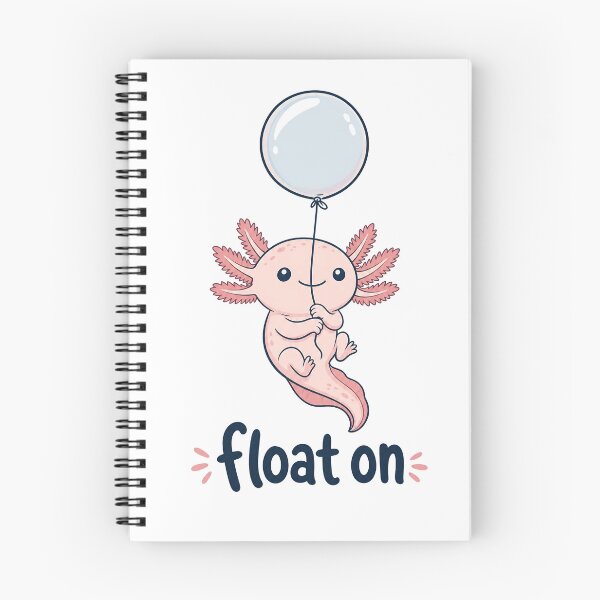 Item preview, Cute Cartoon Axolotl Floating with a Balloon and "Float On" Text on Transparent Background designed and sold by RGShirtWorks.
