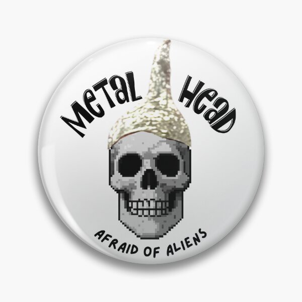 Item preview, Metal Head Afraid of Aliens | Funny Conspiracy Skull | Dark Ink Edition designed and sold by SunandShade.
