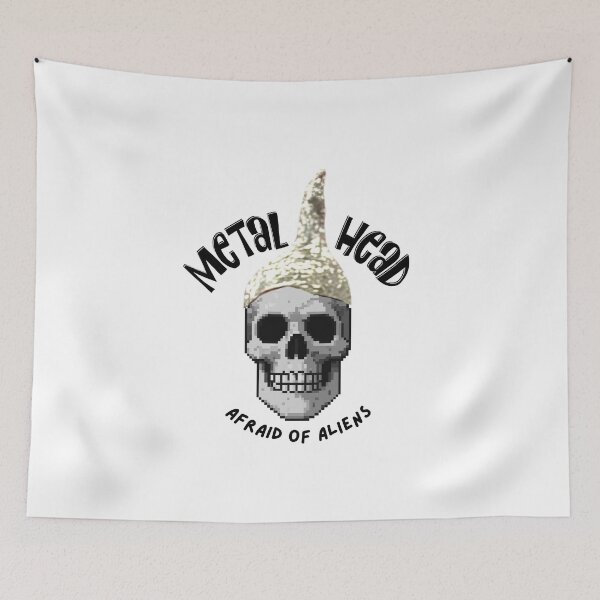Item preview, Metal Head Afraid of Aliens | Funny Conspiracy Skull | Dark Ink Edition designed and sold by SunandShade.