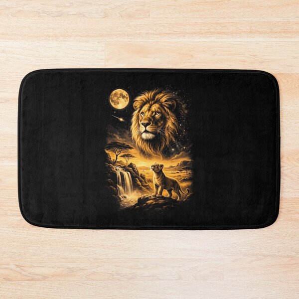 Item preview, Majestic Lion Cub Safari Night Moon Waterfall designed and sold by d247.