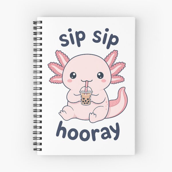 Item preview, Cute Axolotl Drinking Bubble Tea with Sip Sip Hooray Text - Isolated on Transparent Background designed and sold by RGShirtWorks.