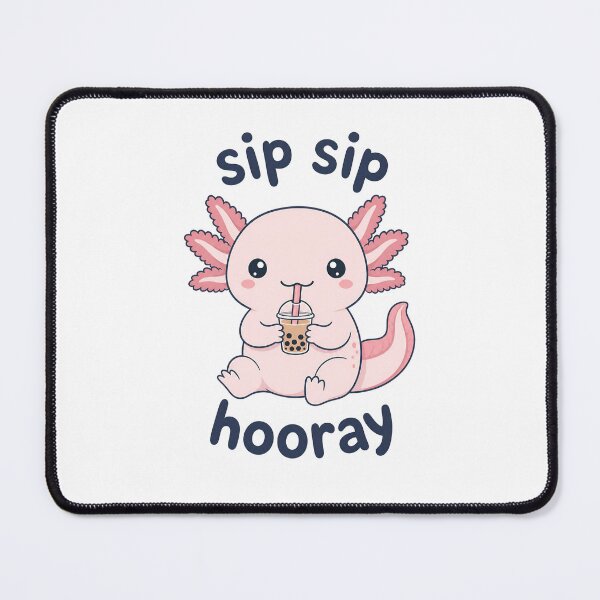 Item preview, Cute Axolotl Drinking Bubble Tea with Sip Sip Hooray Text - Isolated on Transparent Background designed and sold by RGShirtWorks.
