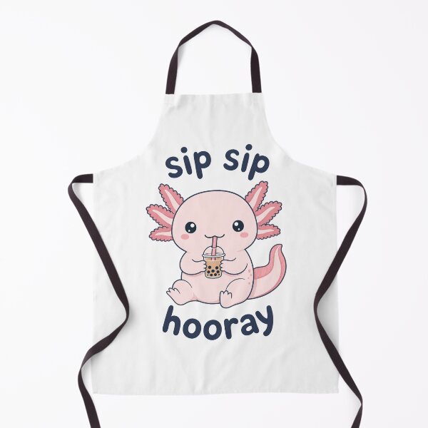 Item preview, Cute Axolotl Drinking Bubble Tea with Sip Sip Hooray Text - Isolated on Transparent Background designed and sold by RGShirtWorks.
