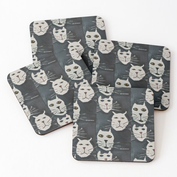 Item preview, Cat Face Repeat Doodle Grey background  designed and sold by DancingCreek.