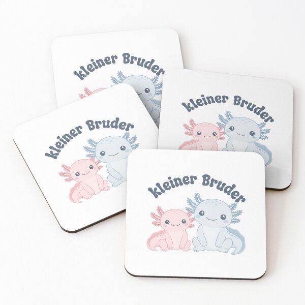 Item preview, Cute Pink and Blue Axolotl Siblings with "Kleiner Bruder" Text, Isolated on Transparent Background designed and sold by RGShirtWorks.