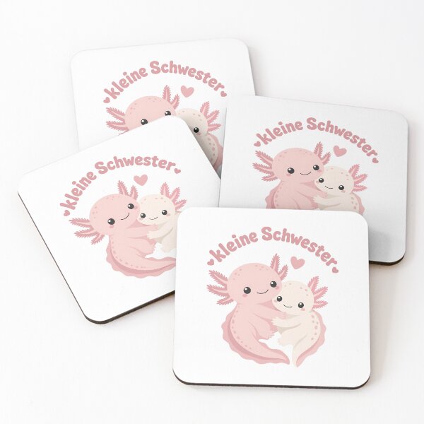 Item preview, Cute Cartoon Axolotls Hugging with "Kleine Schwester" Text, Isolated on Transparent Background designed and sold by RGShirtWorks.