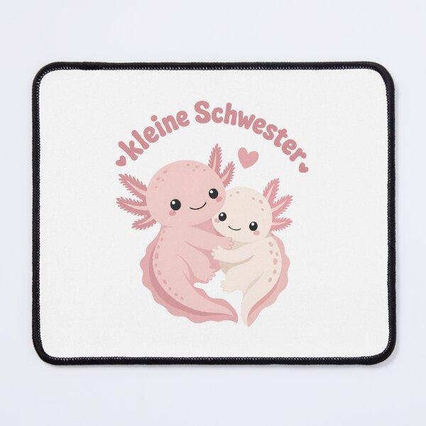 Item preview, Cute Cartoon Axolotls Hugging with "Kleine Schwester" Text, Isolated on Transparent Background designed and sold by RGShirtWorks.