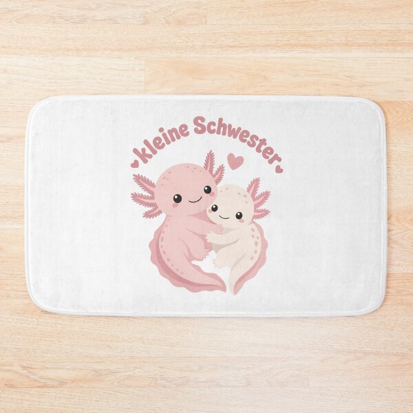 Artikelvorschau, Niedliche Cartoon-Axolotl umarmen sich mit dem Text „Kleine Schwester“, isoliert auf transparentem Hintergrund entworfen und verkauft von ML-Media.