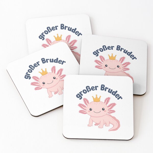 Item preview, Cute Cartoon Pink Axolotl with Crown and "Großer Bruder" Text, Isolated on Transparent Background designed and sold by RGShirtWorks.