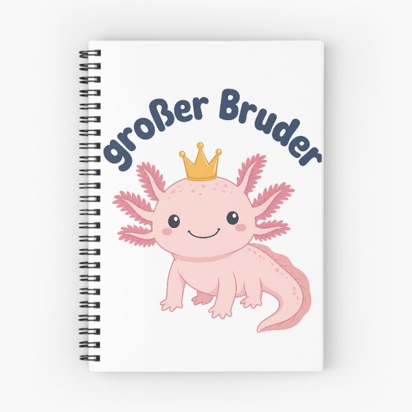 Item preview, Cute Cartoon Pink Axolotl with Crown and "Großer Bruder" Text, Isolated on Transparent Background designed and sold by RGShirtWorks.