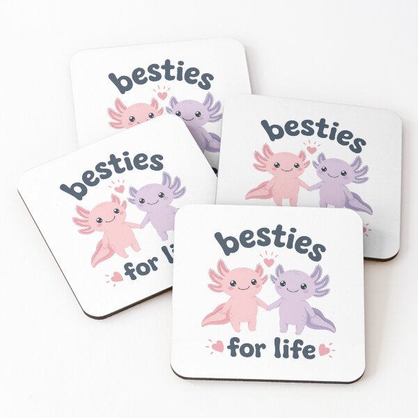 Item preview, Cute Cartoon Axolotls Holding Hands with "Besties for Life" Text, Isolated on Transparent Background designed and sold by RGShirtWorks.