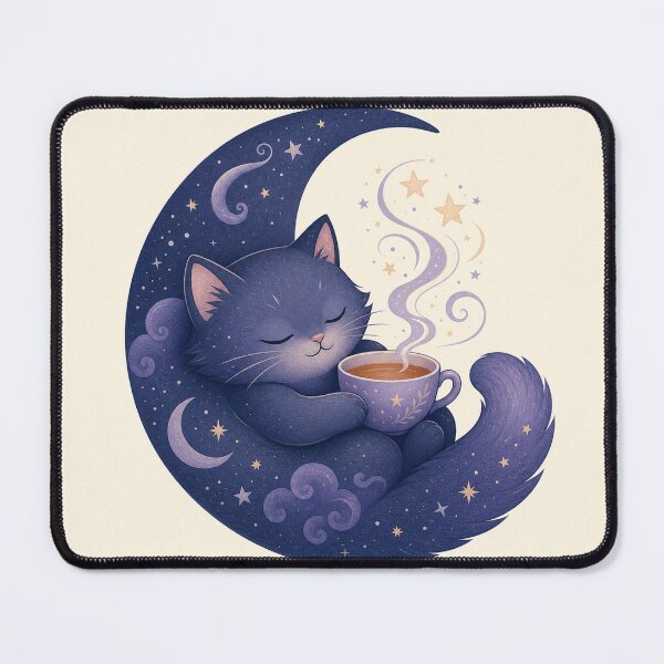 Item preview, Sleepy Moon Tea Cat designed and sold by aihrgdesign.