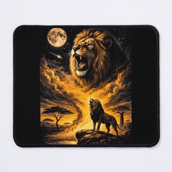Item preview, Majestic Lion Howling At Moon Savanna Night designed and sold by d247.