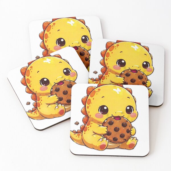 Item preview, Cute Kawaii Dinosaur Eating Cookie Sticker designed and sold by DailyDoodlesBySumbul.
