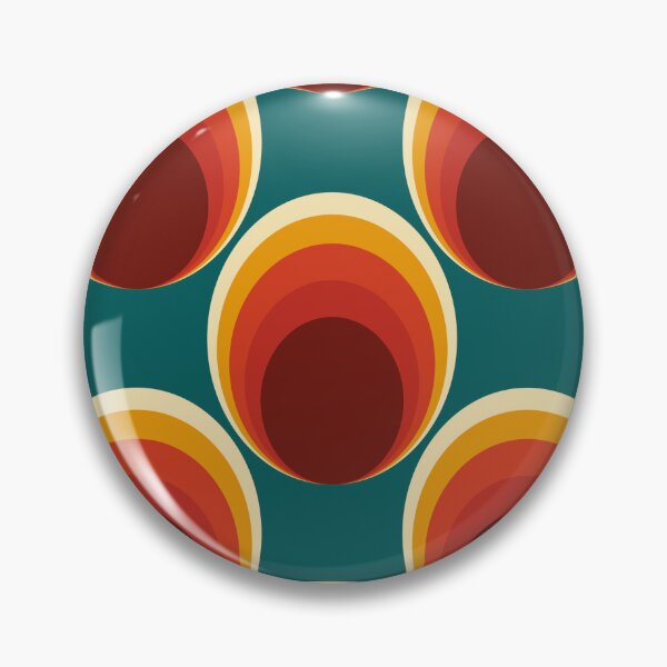 Item preview, Retro Peacock Feather Circles in Teal & Crimson 5E designed and sold by StefanStudioArt.