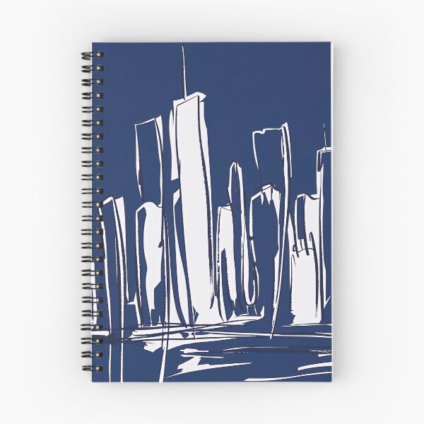 Item preview, City skyline - Blue Abstract Art designed and sold by shadow-bloom.