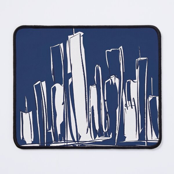 Item preview, City skyline - Blue Abstract Art designed and sold by shadow-bloom.