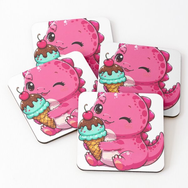 Item preview, Cute Pink Dinosaur Ice Cream Sticker designed and sold by DailyDoodlesBySumbul.