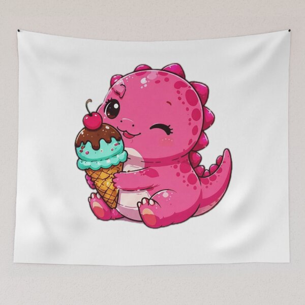 Item preview, Cute Pink Dinosaur Ice Cream Sticker designed and sold by DailyDoodlesBySumbul.
