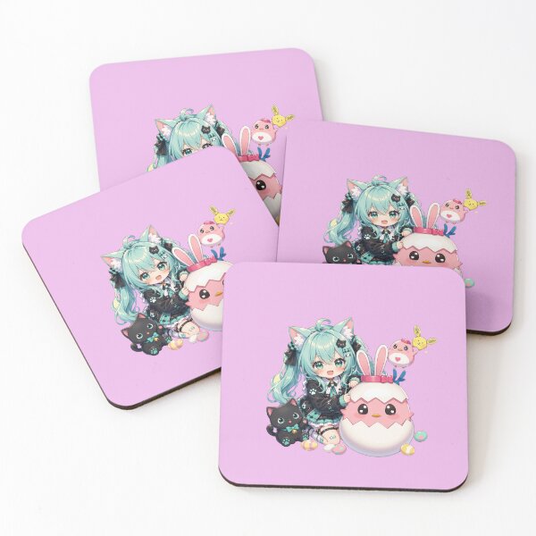 Item preview, Aqua Girl Mint Easter Egg – Anime Girl with Bunny Spring Design designed and sold by Revyra Design .