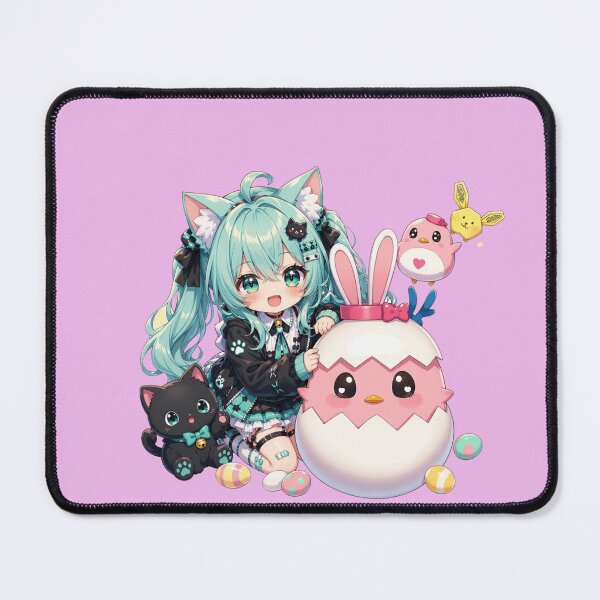 Artikelvorschau, Aqua Girl Mint Easter Egg – Anime Girl with Bunny Spring Design entworfen und verkauft von Revyra Design .